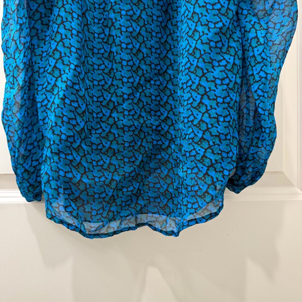 Karina Grimaldi Blue Patterned Cold Shoulder Blou… - image 6